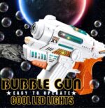 LED Light-Up Bubble Machine Gun – Cosmic Galactic Theme – Includes Easy-to-Operate Trigger for Summer Fun & Parties