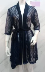 Black lace night gown set with shorts